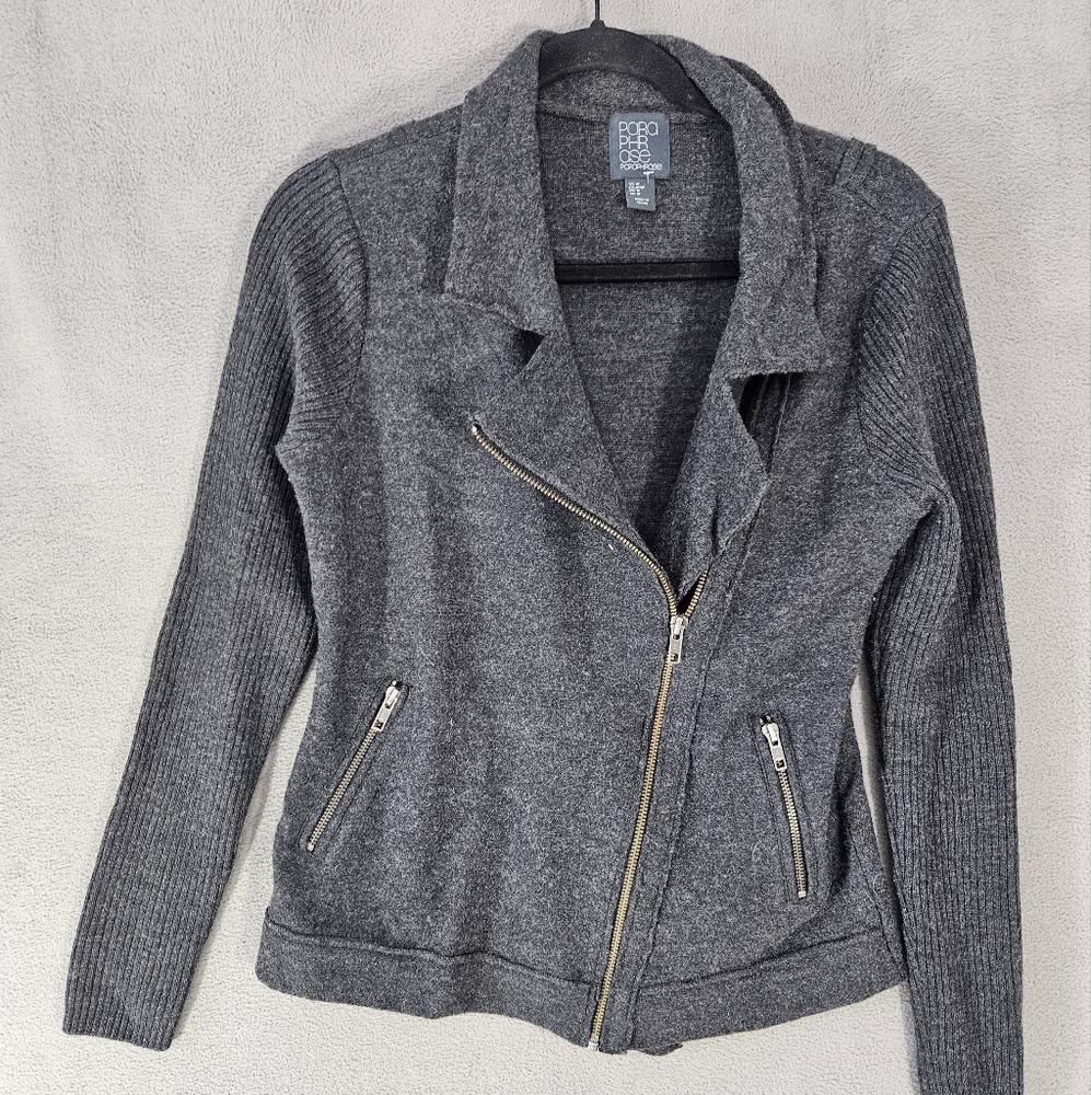Paraphrase Wool 100% Full Side Zipper Cardigan Swester Womens Medium Dark Gray